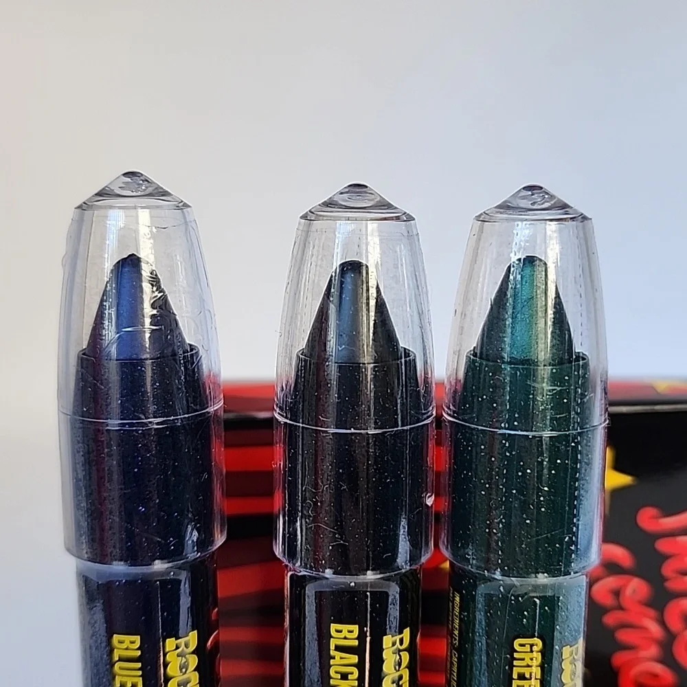 Rockins Cosmetics Hot Mess Threesome Glitter Gel Eye Pens - Black, Green, & Blue